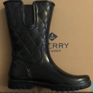 Sperry Quilted Black Rain Boots